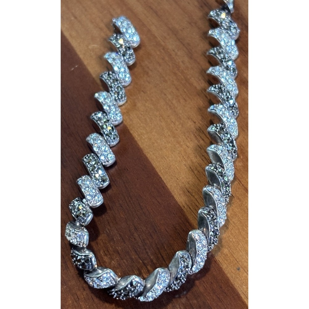 Sterling Silver Marcasite San Marco Bracelet 20 Grams 7 Inches